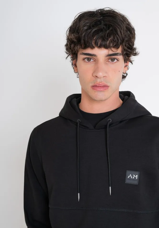 Sweatshirts Men Antony Morato Regular Fit Hoodie In Black Scuba Fabric Black