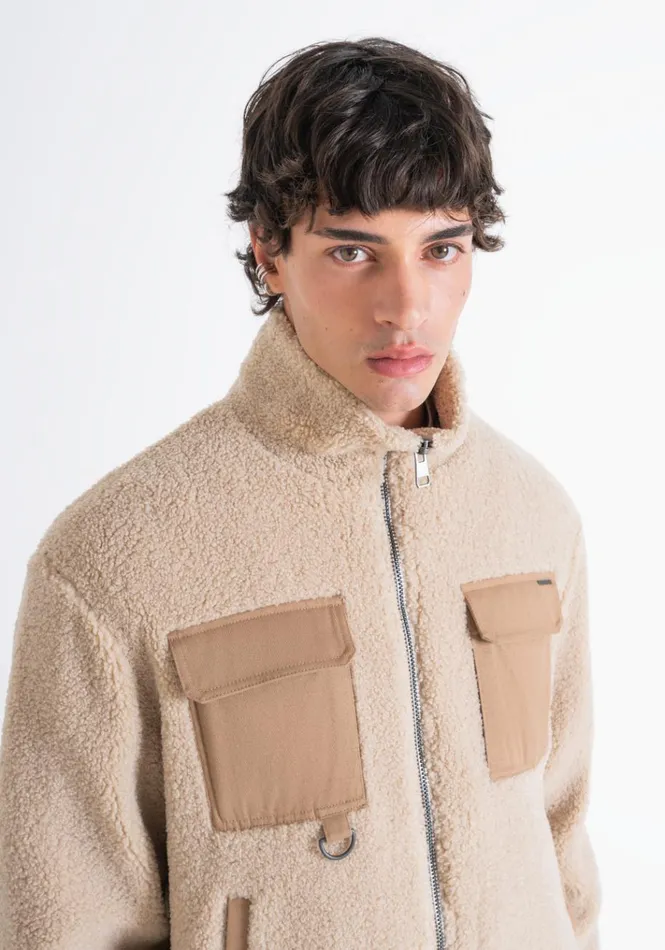 Sweatshirts Men Antony Morato Regular Fit Sweatshirt In Beige TeddyEffect Fabric With Pockets Beige