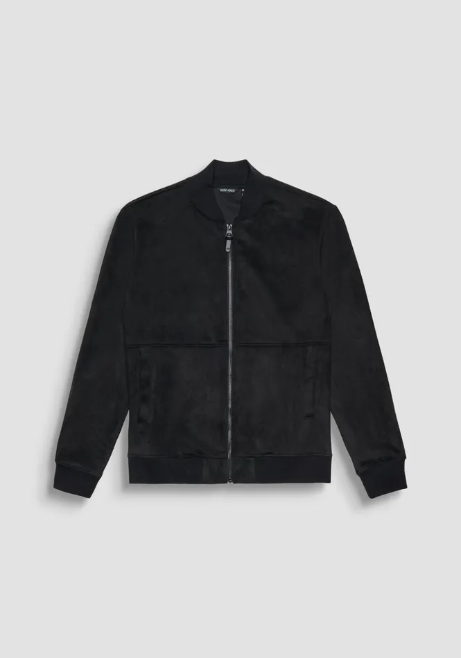 Sweatshirts Men Antony Morato Regular Fit Sweatshirt With Zip In SuedeEffect Fabric With Metal Logo Black