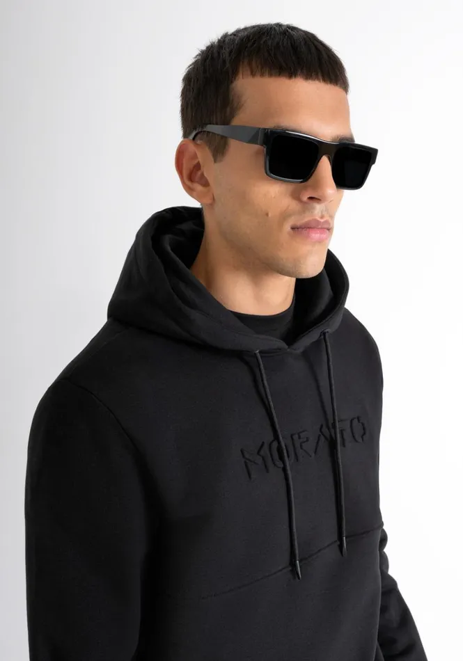 Sweatshirts Men Antony Morato Relaxed Fit Hoodie In Light Cotton Blend Sustainable Fabric Black