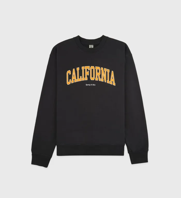 Sweatshirts Men Sporty and Rich California Crewneck 8211 Faded BlackGold