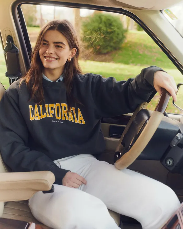 Sweatshirts Men Sporty and Rich California Crewneck 8211 Faded BlackGold