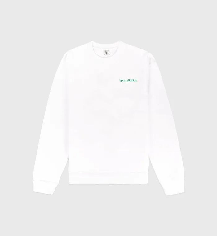 Sweatshirts Men Sporty and Rich Drink More Water Crewneck 8211 WhiteVerde