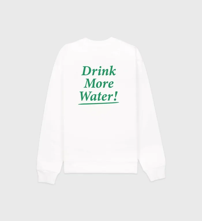 Sweatshirts Men Sporty and Rich Drink More Water Crewneck 8211 WhiteVerde