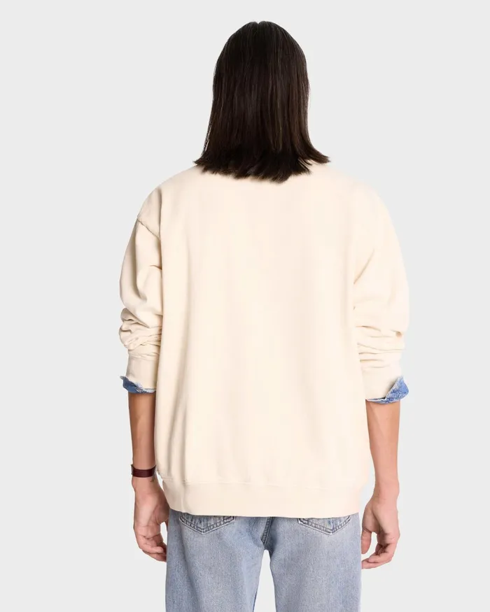 Sweatshirts Men Sporty and Rich Serif Logo Crewneck 8211 CreamNavy