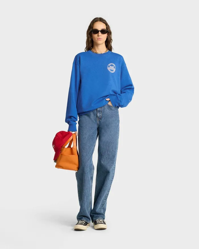 Sweatshirts Men Sporty and Rich Vendome Resort Crewneck 8211 Paris BlueWhite