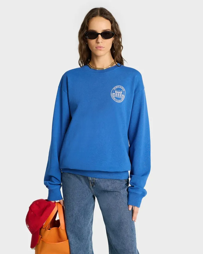 Sweatshirts Men Sporty and Rich Vendome Resort Crewneck 8211 Paris BlueWhite