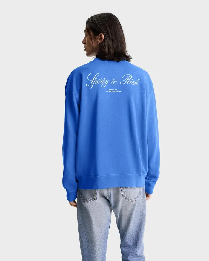 Sweatshirts Men Sporty and Rich Vendome Resort Crewneck 8211 Paris BlueWhite