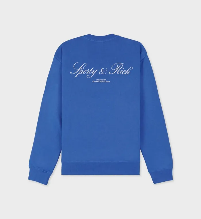 Sweatshirts Men Sporty and Rich Vendome Resort Crewneck 8211 Paris BlueWhite