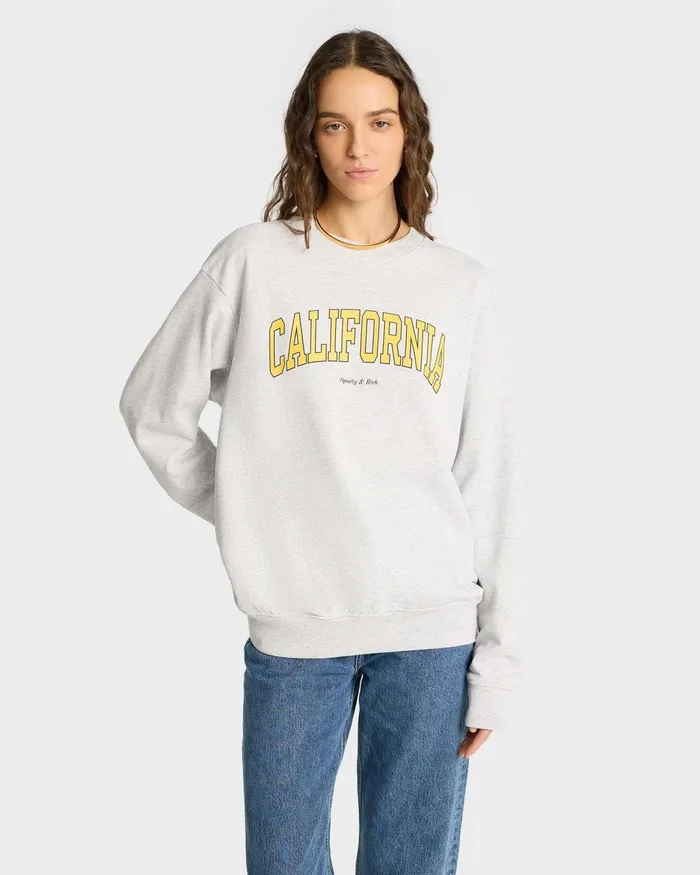 Sweatshirts Women Sporty and Rich California Crewneck 8211 Heather GrayGold