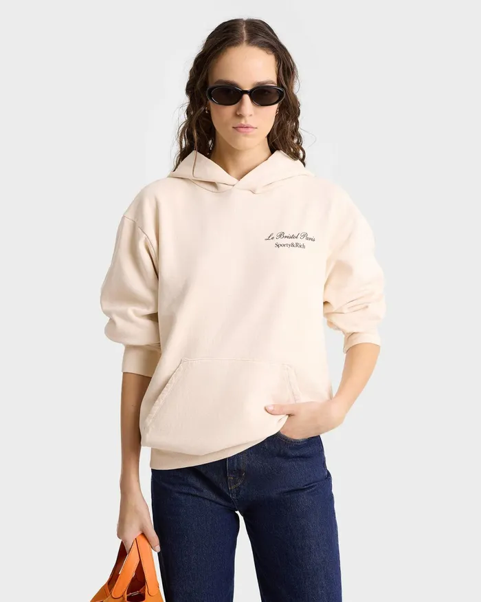 Sweatshirts Women Sporty and Rich Faubourg Hoodie 8211 CreamChocolate