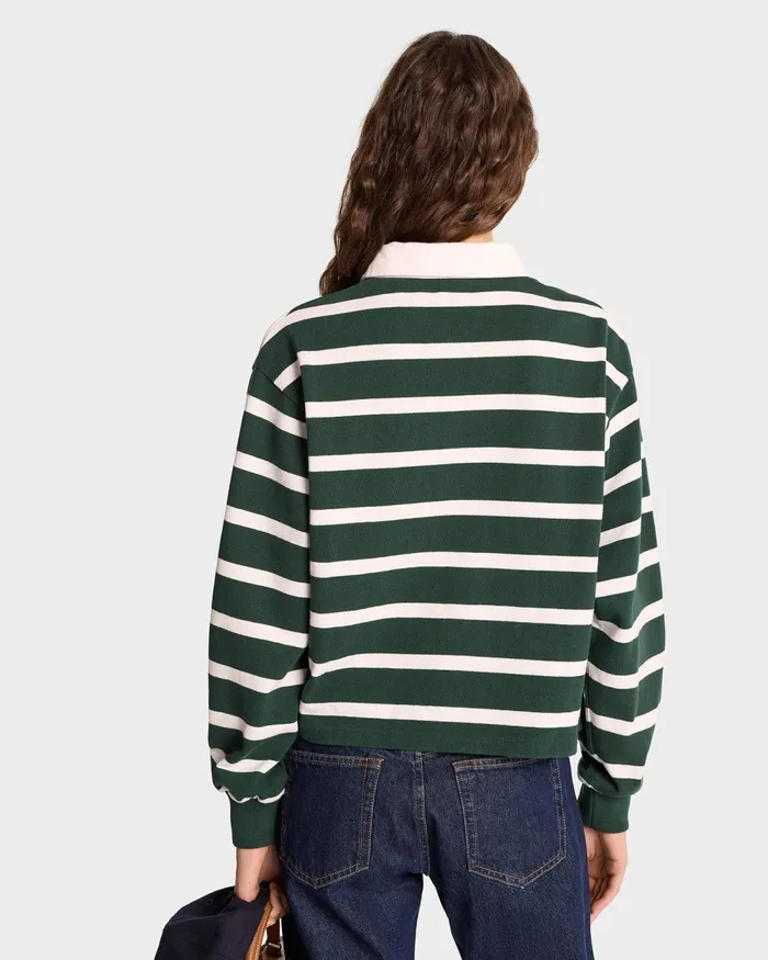 Sweatshirts Women Sporty and Rich NY Crest Rugby Polo 8211 ForestWhite