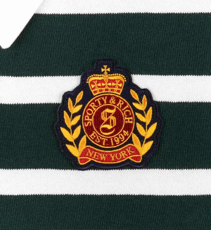 Sweatshirts Women Sporty and Rich NY Crest Rugby Polo 8211 ForestWhite
