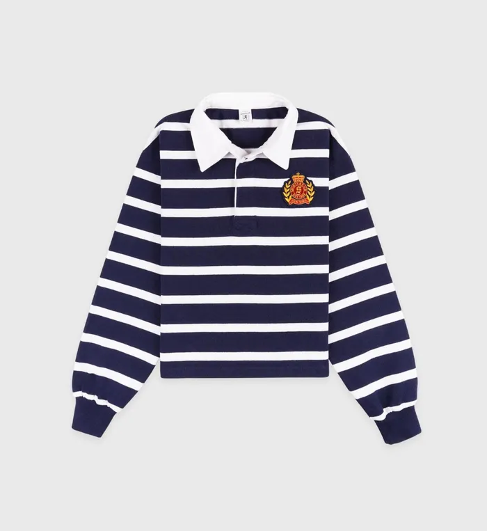 Sweatshirts Women Sporty and Rich NY Crest Rugby Polo 8211 NavyWhite