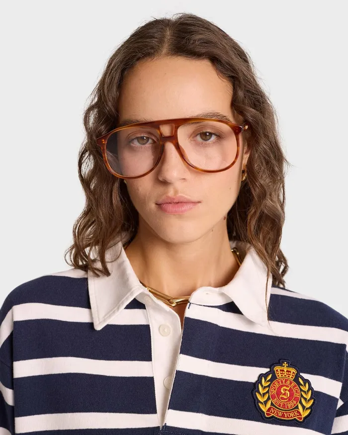 Sweatshirts Women Sporty and Rich NY Crest Rugby Polo 8211 NavyWhite