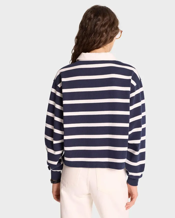 Sweatshirts Women Sporty and Rich NY Crest Rugby Polo 8211 NavyWhite