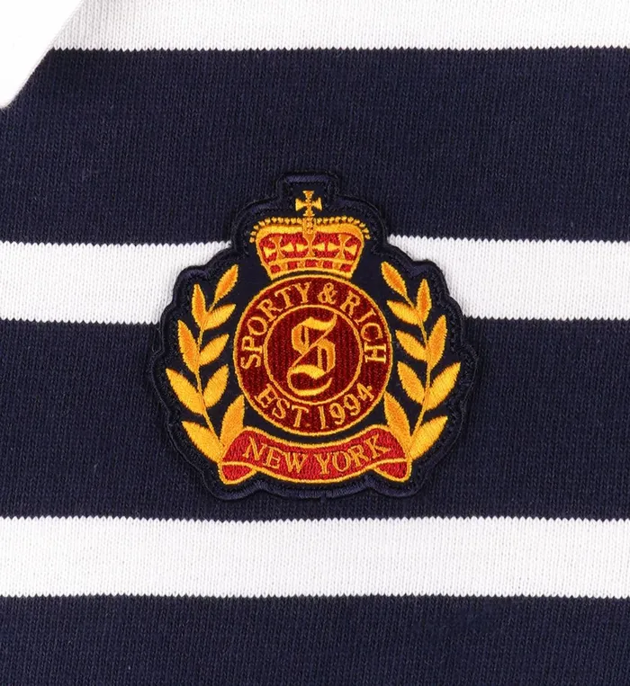 Sweatshirts Women Sporty and Rich NY Crest Rugby Polo 8211 NavyWhite