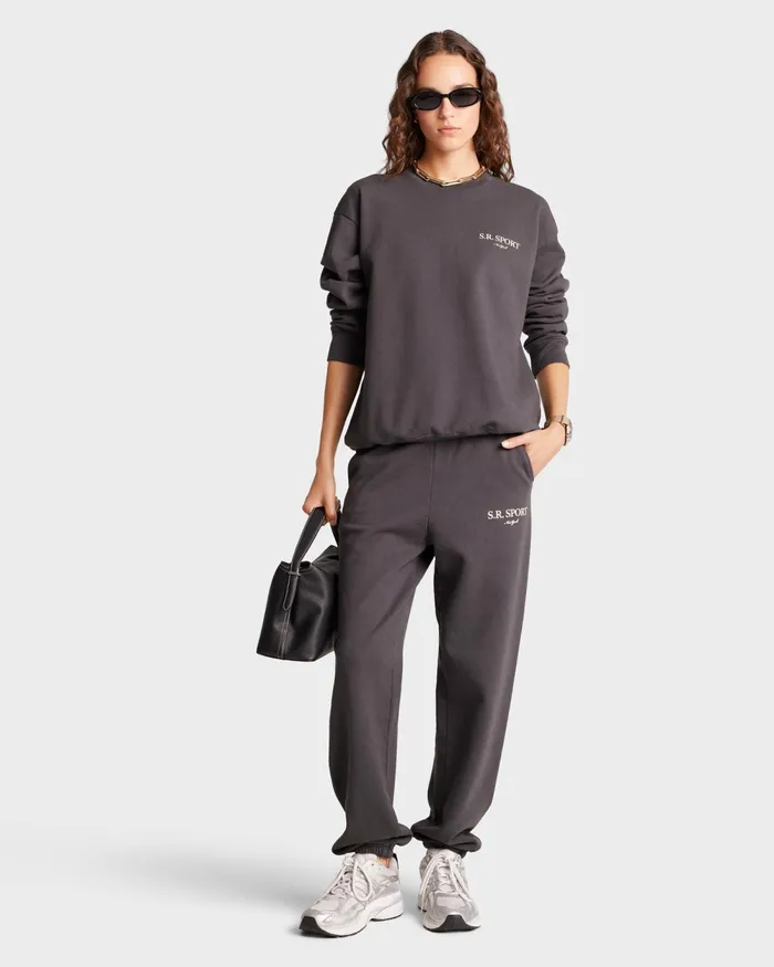 Sweatshirts Women Sporty and Rich Wimbledon Crewneck 8211 Faded BlackCream