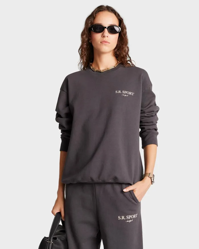 Sweatshirts Women Sporty and Rich Wimbledon Crewneck 8211 Faded BlackCream