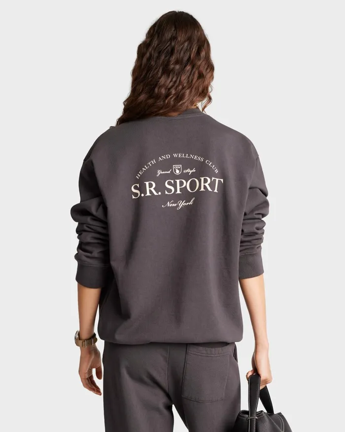 Sweatshirts Women Sporty and Rich Wimbledon Crewneck 8211 Faded BlackCream