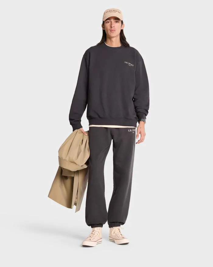 Sweatshirts Women Sporty and Rich Wimbledon Crewneck 8211 Faded BlackCream