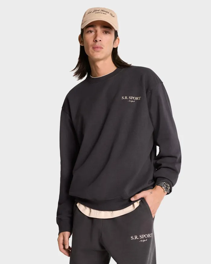 Sweatshirts Women Sporty and Rich Wimbledon Crewneck 8211 Faded BlackCream
