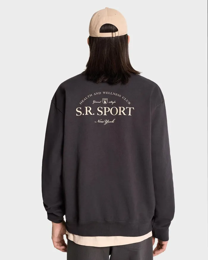 Sweatshirts Women Sporty and Rich Wimbledon Crewneck 8211 Faded BlackCream