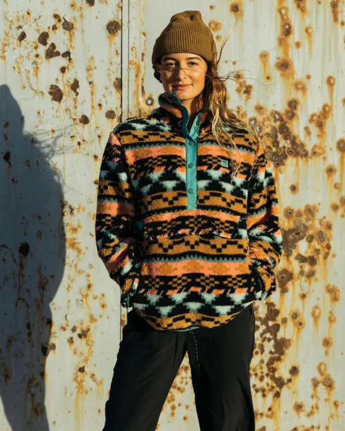 Switchback Mock Neck Fleece Black Multi Women Billabong Sweatshirts and Fleece