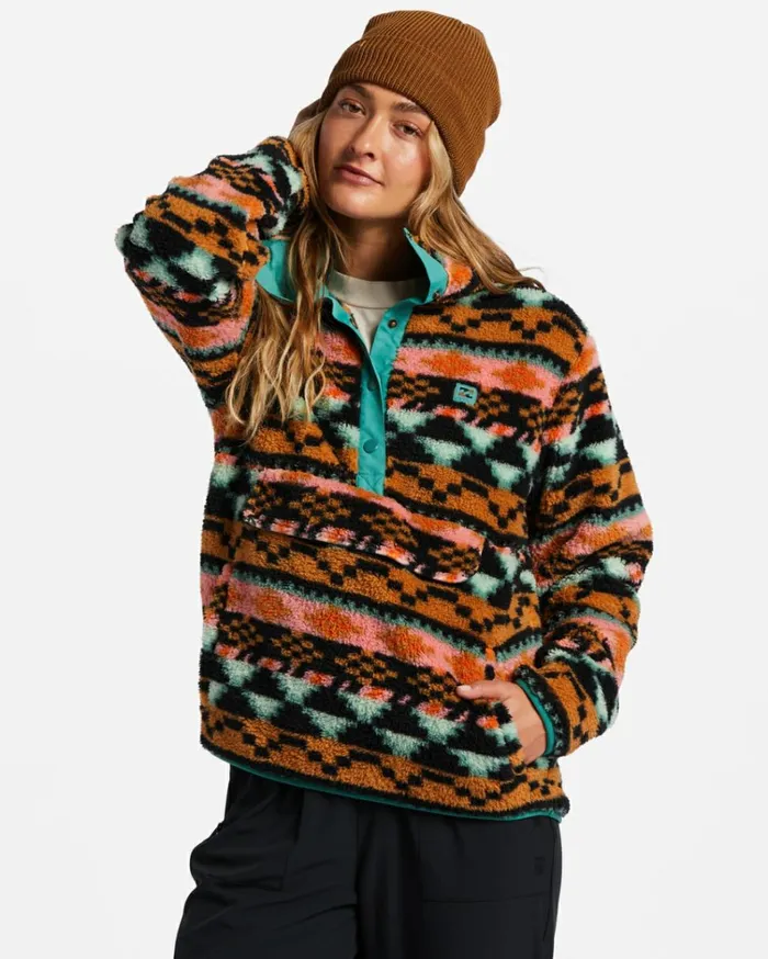 Switchback Mock Neck Fleece Black Multi Women Billabong Sweatshirts and Fleece
