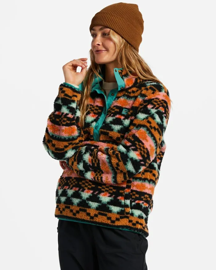 Switchback Mock Neck Fleece Black Multi Women Billabong Sweatshirts and Fleece