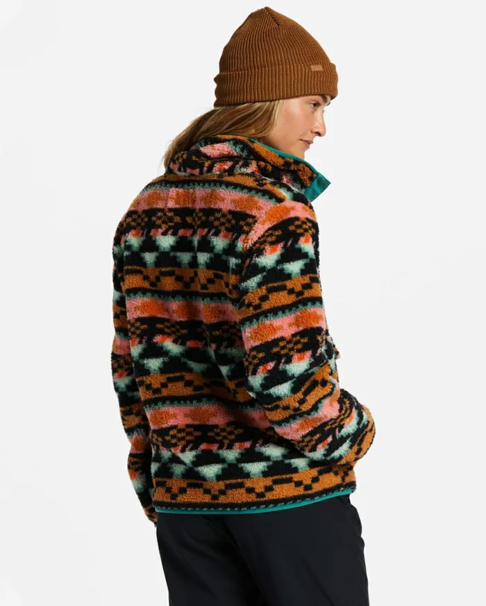 Switchback Mock Neck Fleece Black Multi Women Billabong Sweatshirts and Fleece