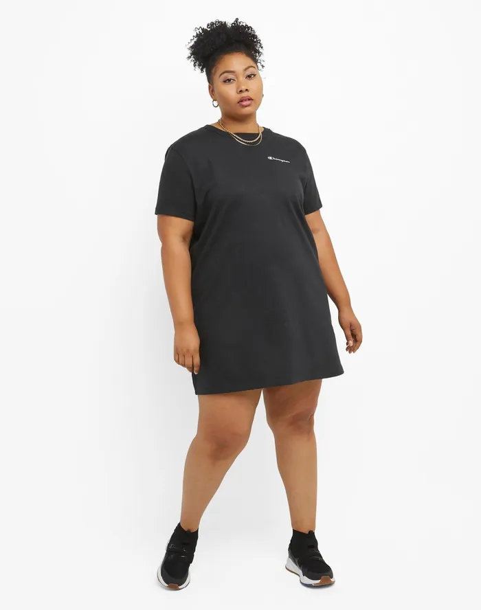 TShirt Dress Script Logo Plus Size Black Women Champion Plus Size
