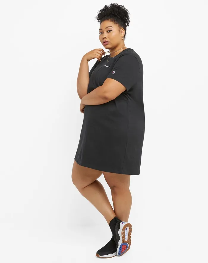 TShirt Dress Script Logo Plus Size Black Women Champion Plus Size