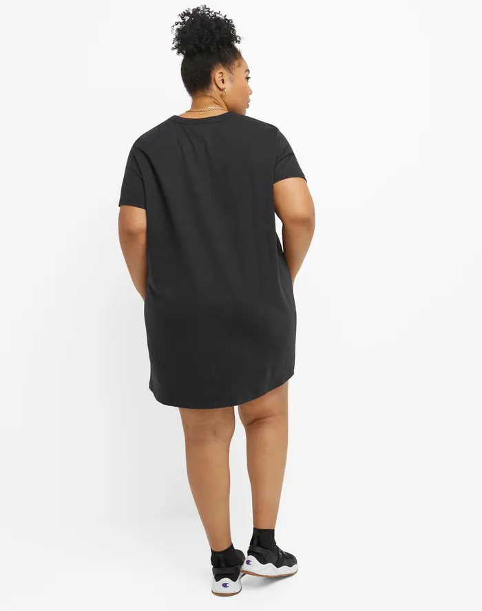 TShirt Dress Script Logo Plus Size Black Women Champion Plus Size