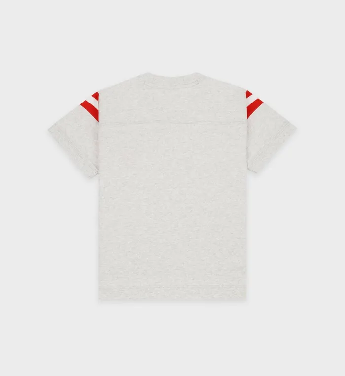 TShirts and Tops Women Sporty and Rich Emblem Rugby Tee 8211 Heather GraySports Red