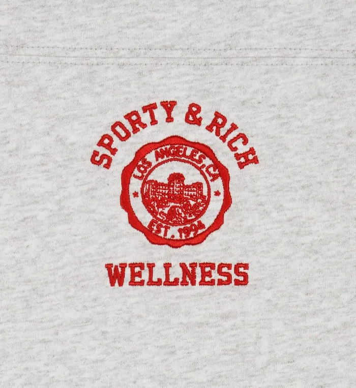 TShirts and Tops Women Sporty and Rich Emblem Rugby Tee 8211 Heather GraySports Red
