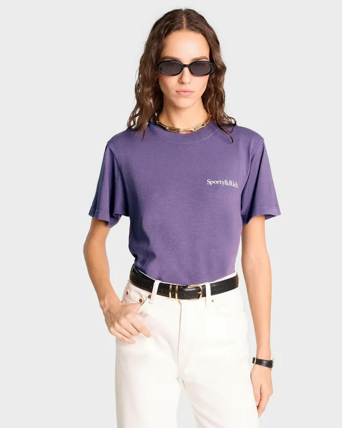 TShirts and Tops Women Sporty and Rich Health Is Wealth TShirt 8211 Dusty GrapeWhite