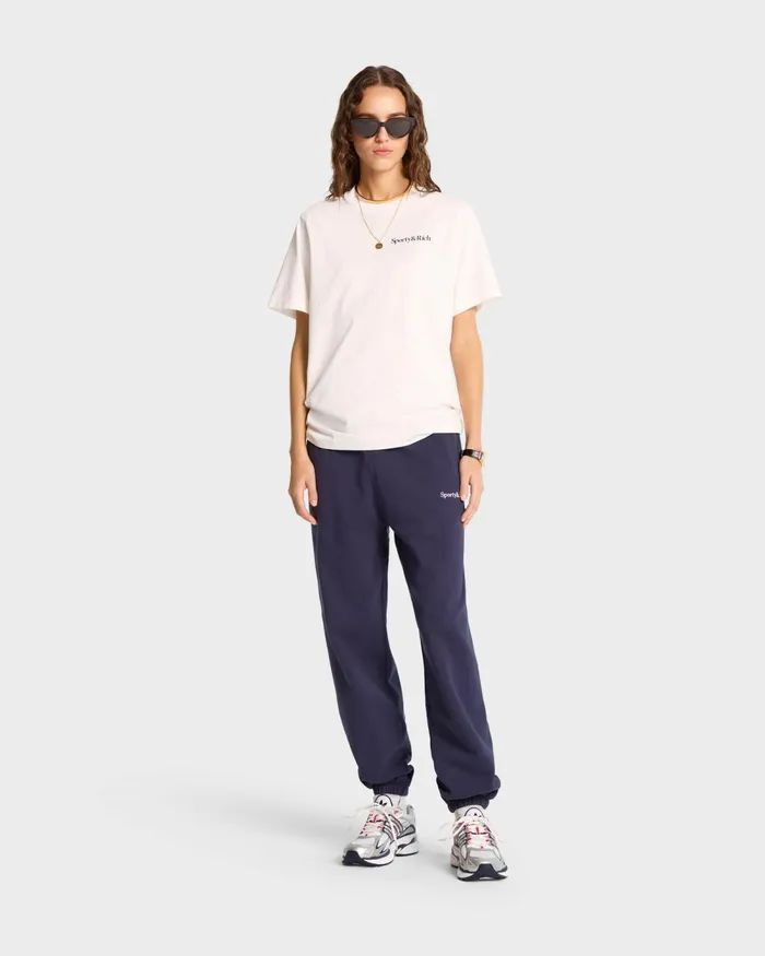 TShirts and Tops Women Sporty and Rich Health Is Wealth TShirt 8211 WhiteNavy