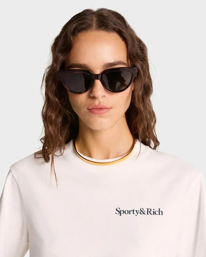 TShirts and Tops Women Sporty and Rich Health Is Wealth TShirt 8211 WhiteNavy