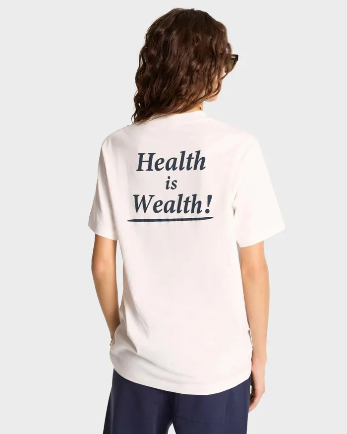 TShirts and Tops Women Sporty and Rich Health Is Wealth TShirt 8211 WhiteNavy