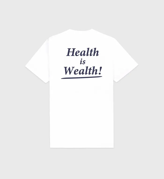 TShirts and Tops Women Sporty and Rich Health Is Wealth TShirt 8211 WhiteNavy