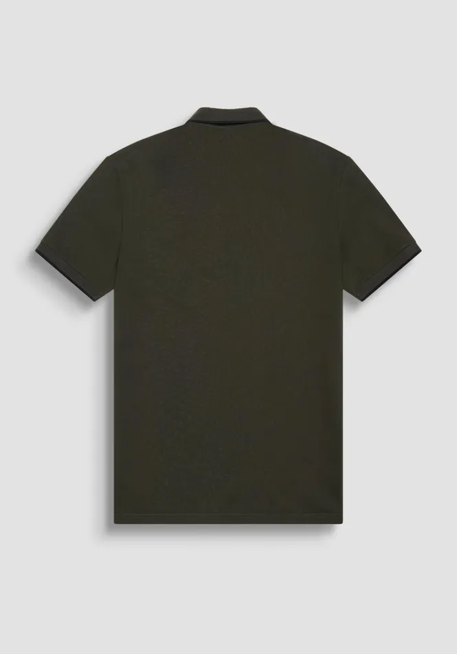 TShirts And Polo Men Antony Morato Regular Fit Polo Shirt In Green Cotton Pique With Logo Dark Olive Green