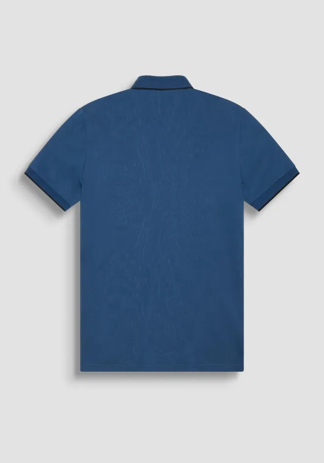 TShirts And Polo Men Antony Morato Regular Fit Polo TShirt In Blue Cotton Pique With Logo Worker Avio