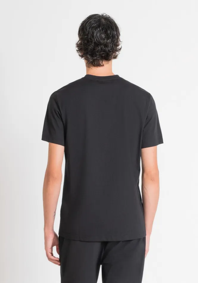 TShirts And Polo Men Antony Morato Regular Fit TShirt In Cotton Jersey With Laminated Print Black