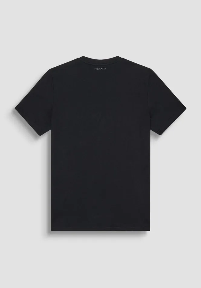 TShirts And Polo Men Antony Morato Regular Fit TShirt In Cotton Jersey With Laminated Print Black