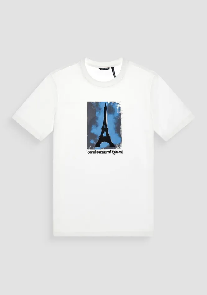TShirts And Polo Men Antony Morato Regular Fit TShirt In Cotton Jersey With Paris Print Cream
