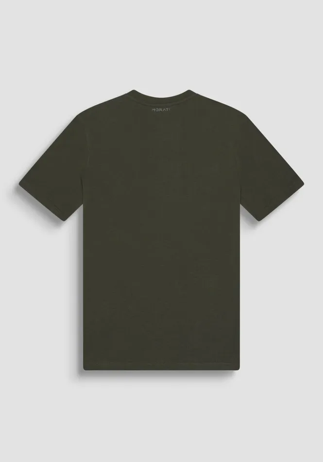 TShirts And Polo Men Antony Morato Relaxed Fit TShirt In Heavy Jersey Cotton Fabric With Print Dark Olive Green