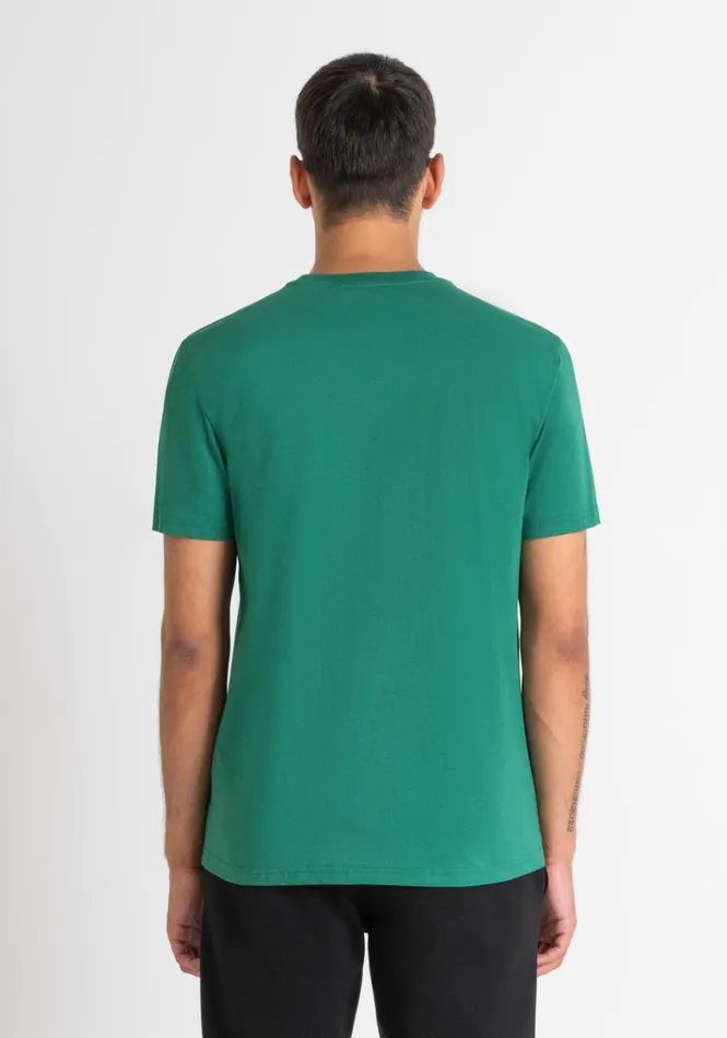 TShirts And Polo Men Antony Morato Slim Fit TShirt In Green Cotton Jersey With Street Logo Flag Green