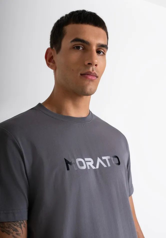 TShirts And Polo Men Antony Morato Slim Fit TShirt In Grey Cotton Jersey With Gradient Print Anthracite