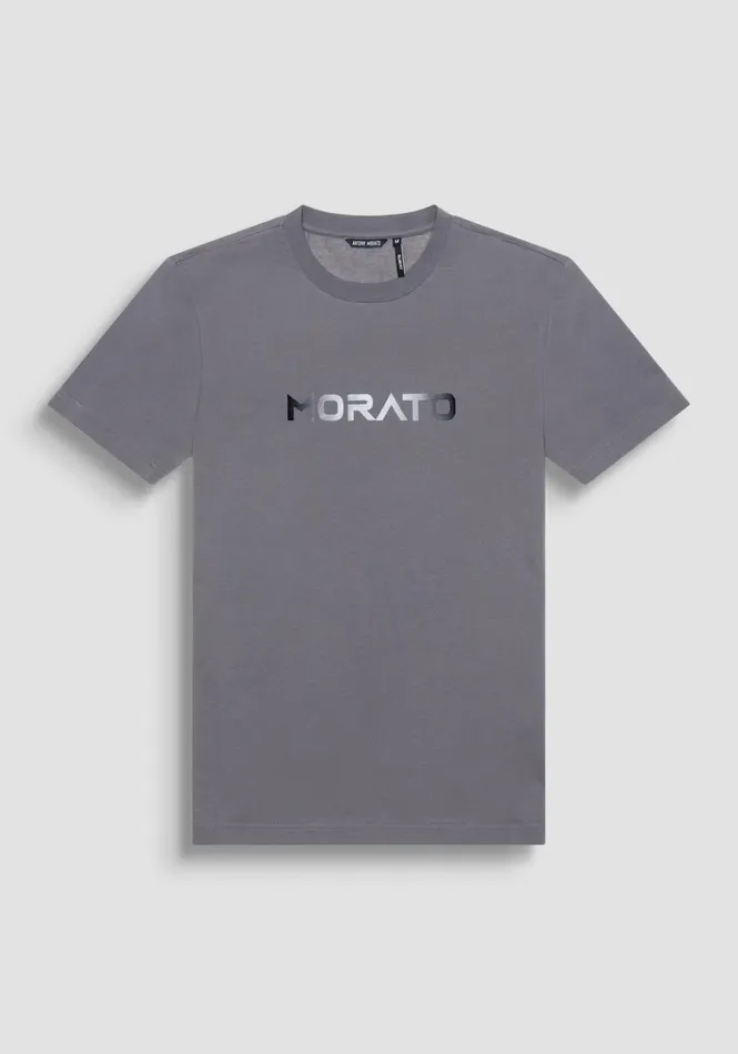 TShirts And Polo Men Antony Morato Slim Fit TShirt In Grey Cotton Jersey With Gradient Print Anthracite
